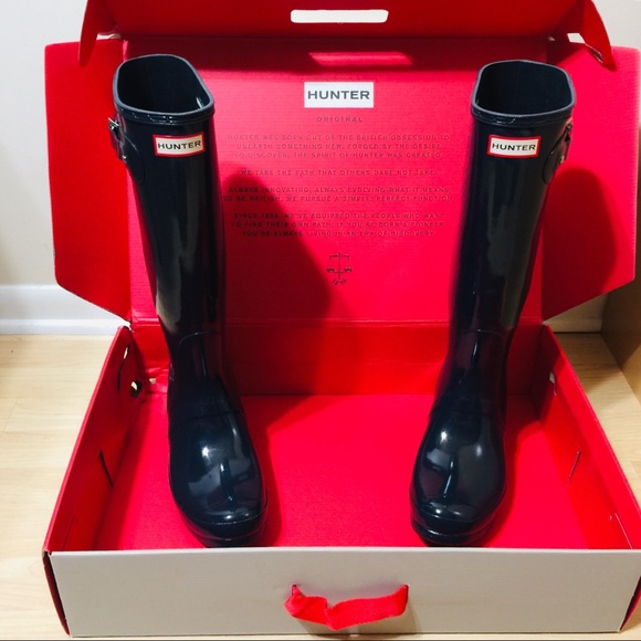 Hunter Shoes - Hunter Original Tall Glossy Rain Boots - Size 10